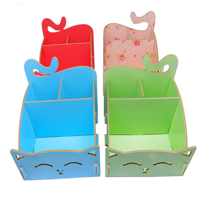 Artkingdome DIY Artwork Cat Folding Collection Pen Pencil Holder Cosmetic Organizer Desk Storage Sorter Blue - Image 2